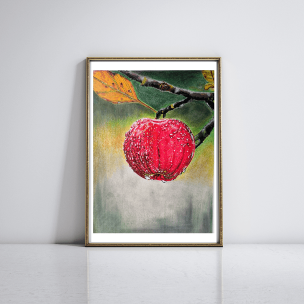 Dew-Kissed Apple – Hyper-Realistic Fruit Wall Art - Image 2