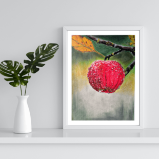 Dew-Kissed Apple – Hyper-Realistic Fruit Wall Art