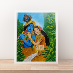 Eternal Embrace of RadhaKrishna - Devotional & Romantic Painting